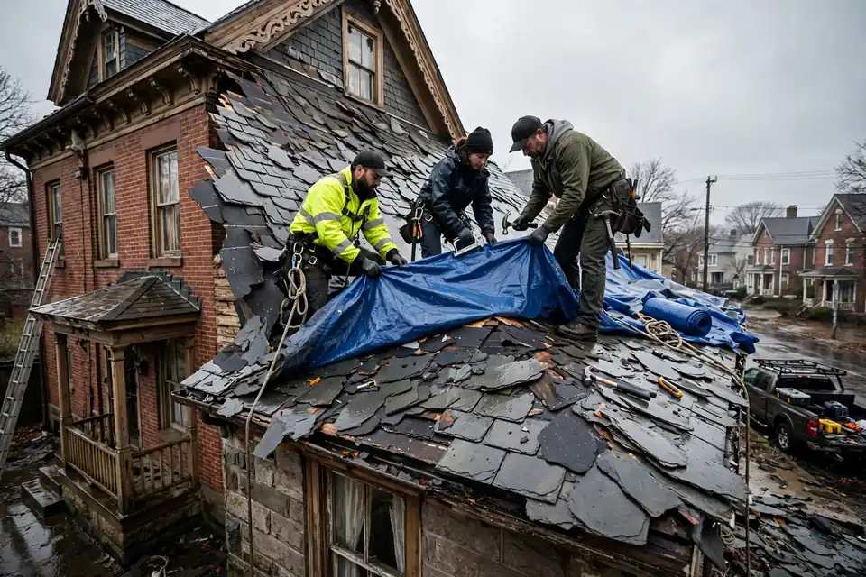 Reemplazamiento por techo de emergencia en el sur de Kearny, Kearny, NJ 07032