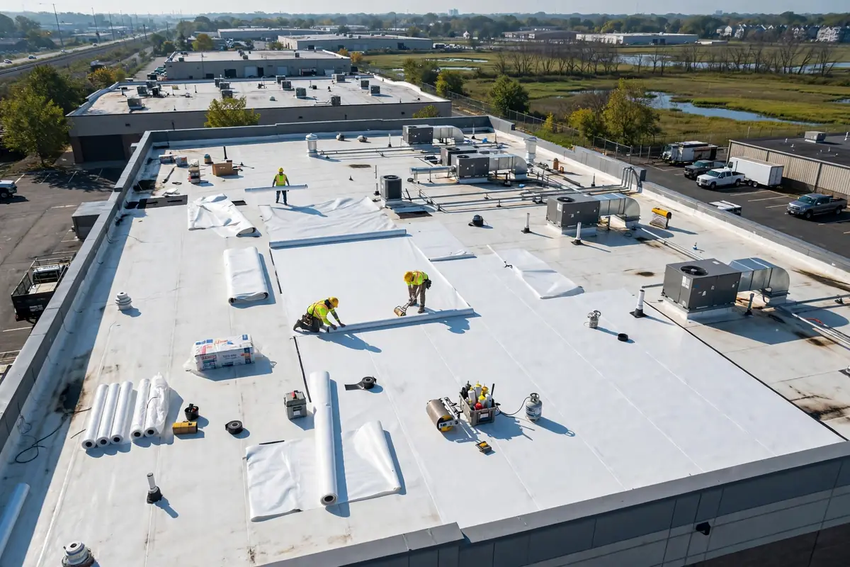 Reemplazo plano de techo (TPO & EPDM) en Belgrove Drive, Kearny, NJ 07032