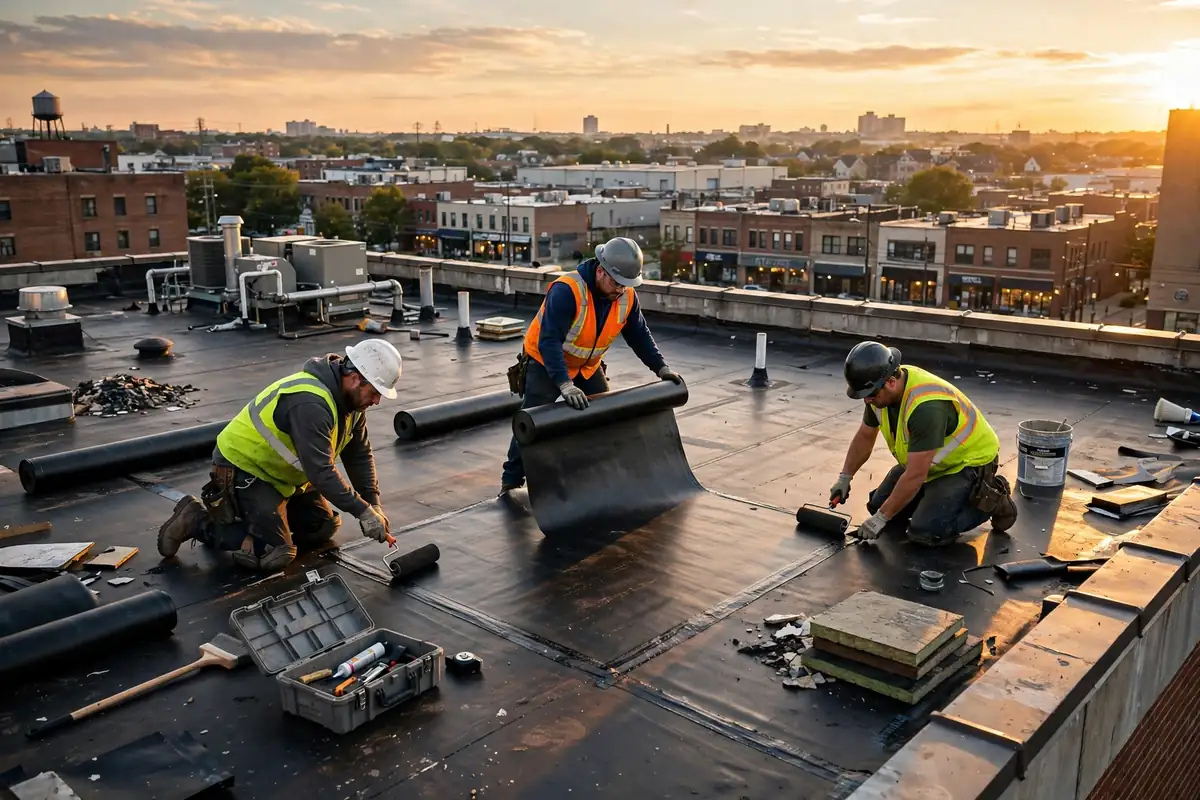 Reemplazo de techo plano (TPO & EPDM) en Schuyler, Kearny, NJ 07032