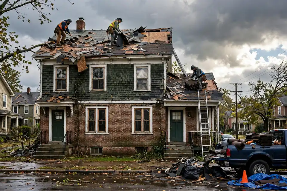 Reemplazamiento de techo de tormenta en el centro de Kearny, Kearny, NJ 07032