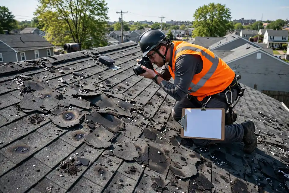 Reemplazamiento de techos de seguro en Kearny, NJ - techos en el trabajo en una casa de Nueva Jersey