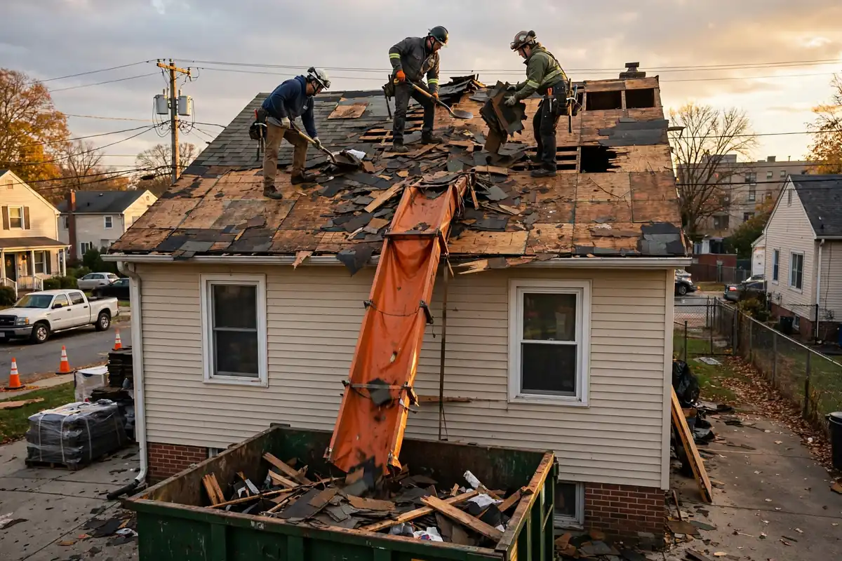 Tear-Off & Redecking en Kearny, NJ - techos en el trabajo en una casa de Nueva Jersey